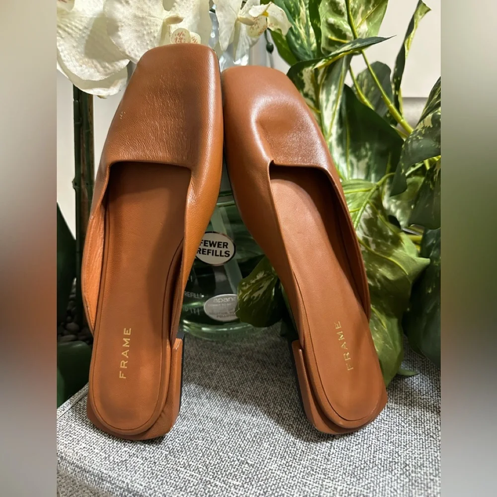 NWT Frame Le Town Leather Mule Tobacco Brown Size: 36 Never won Great for Summer - Picture 7 of 12